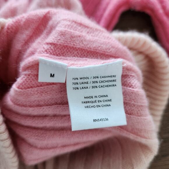 NAADAM Ombre‎ Knit Cashmere Wool Blend Sweater M Pink Cozy Lightweight Designer - Picture 5 of 7